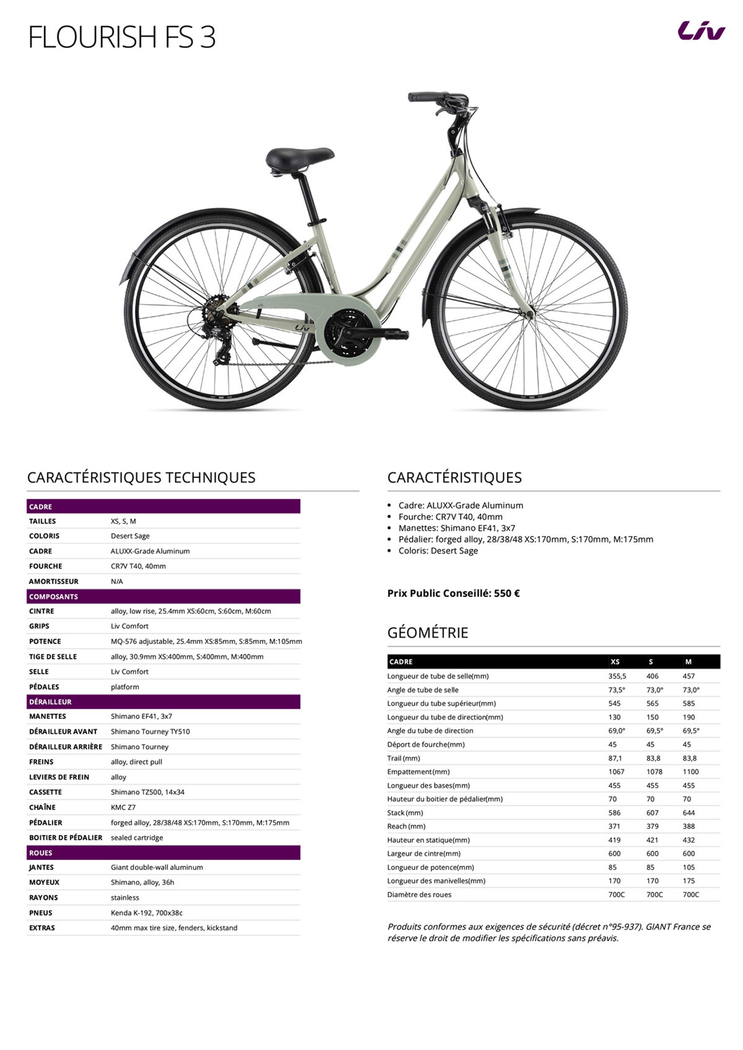 Fiche technique du velo Flourish FS 3