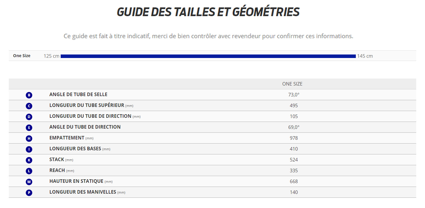 Guide de taille du velo STP 24 année 2024